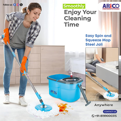Spin Mop Pipe Set with Refill with Pure S.S Rod (ARM 46)
