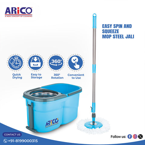 New Eco Spin and Sqyeeze Mop Steel Jali  with steel road (ARM 54S NEW)